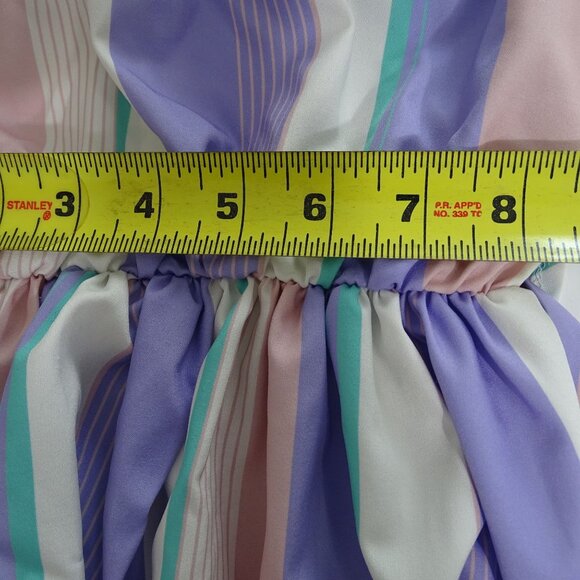 Shein Striped Dress Tie Belted Waist Girls Size 110 4-5 Yrs Purple Pink Keyhole - Picture 10 of 11
